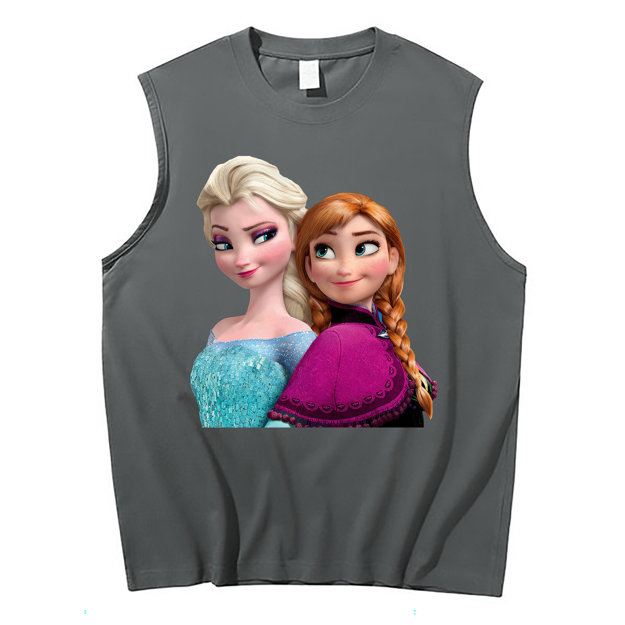 （画像用） アナと雪の女王 アンナ エルサ Frozen Anna Elsa コットン100％タンクトップ（フロントプリント）